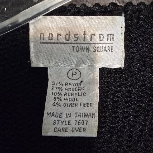 Vtg 80s/90s Nordstrom Angora Blend Sweater Black Beaded Leaf Glam Dynasty Small - Picture 5 of 8